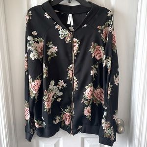 Live 4 Truth- Black zip up with flower pattern. XLarge fits like a Large